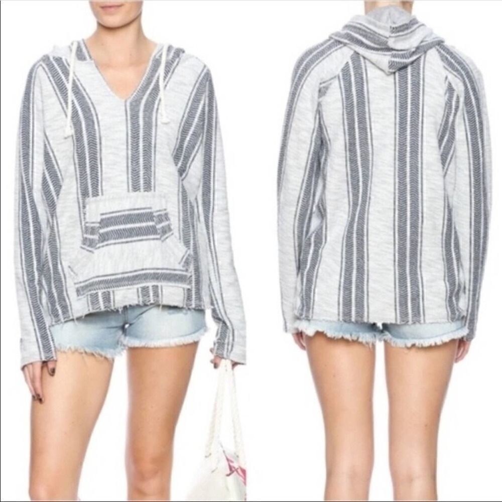 Ocean Drive Striped Baja Hoodie Size Small